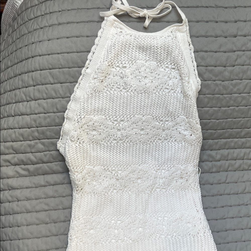 Guess White Knit Halter Tank Top